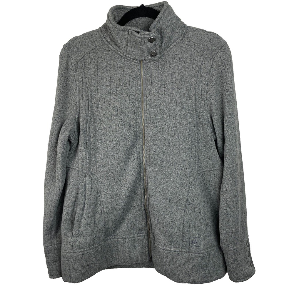 REI Knit Jacket Womens XL Gray Full Zip High Neck Outdoor Hiking Camping Active
